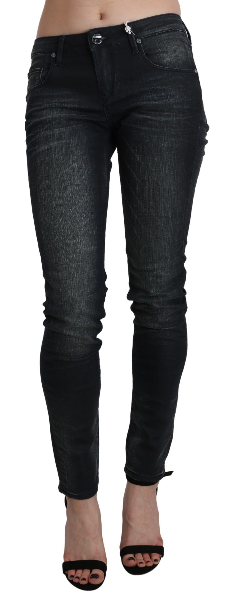 Acht Chic Modre oprane oprijete jeans hlače iz džinsa