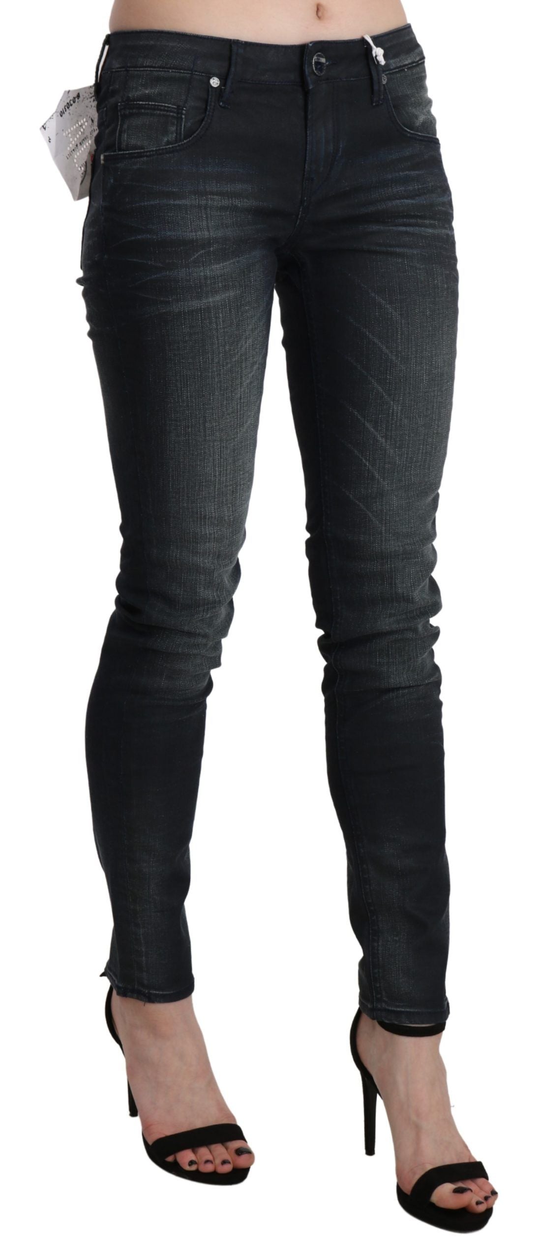 Acht Chic Modre oprane oprijete jeans hlače iz džinsa