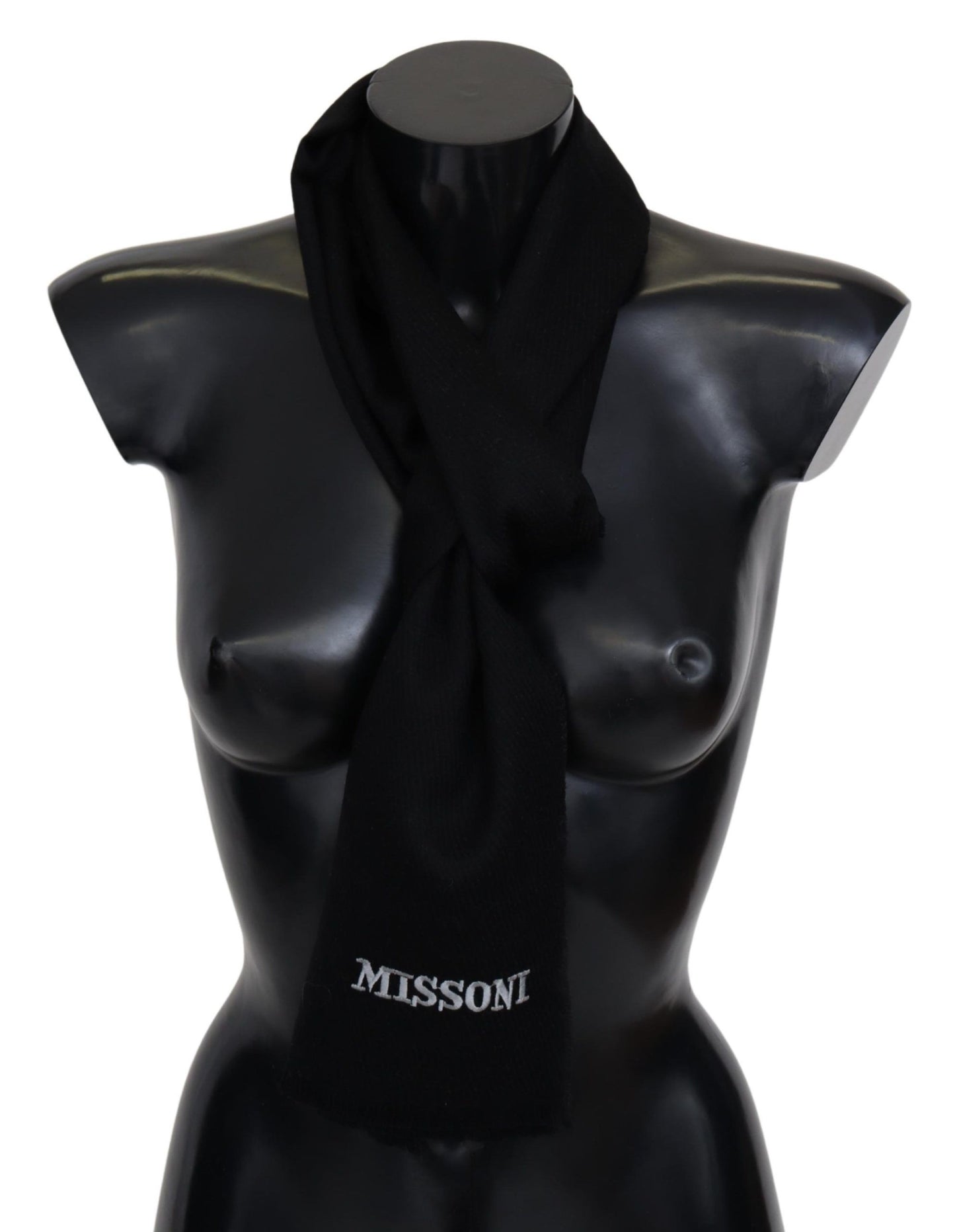 Missoni Elegantni vezeni volneni šal v črni barvi