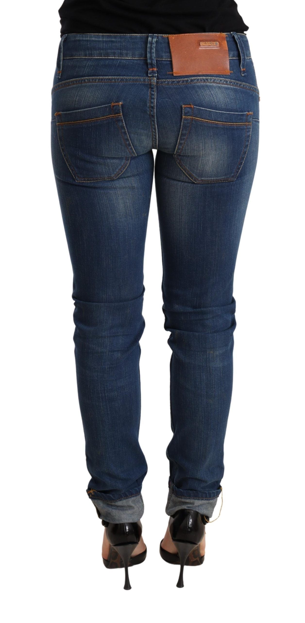 Acht Chic Modre oprane Push-Up Skinny kavbojke