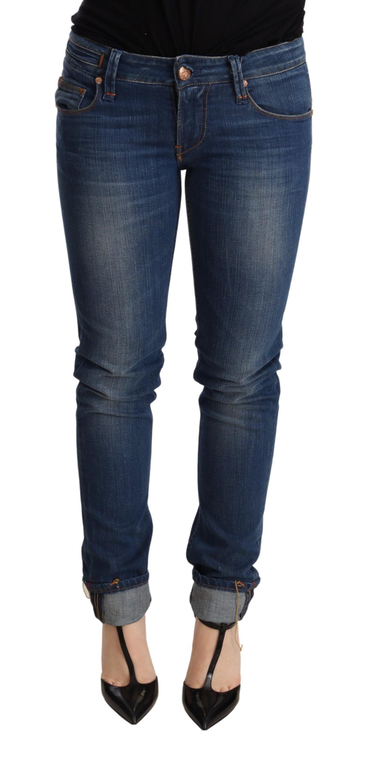 Acht Chic Modre oprane Push-Up Skinny kavbojke