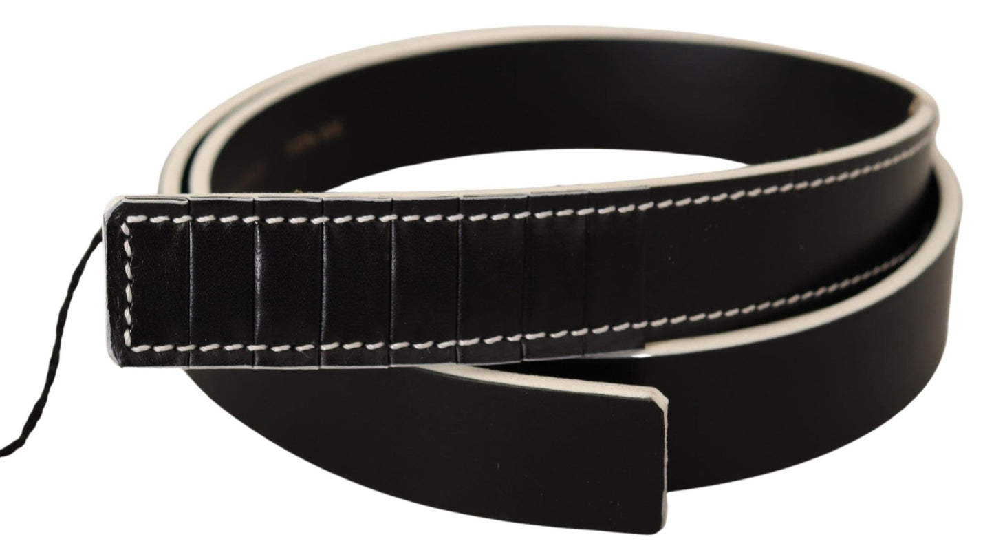 Costume National Chic Black Leather Fashion Belt z belimi poudarki