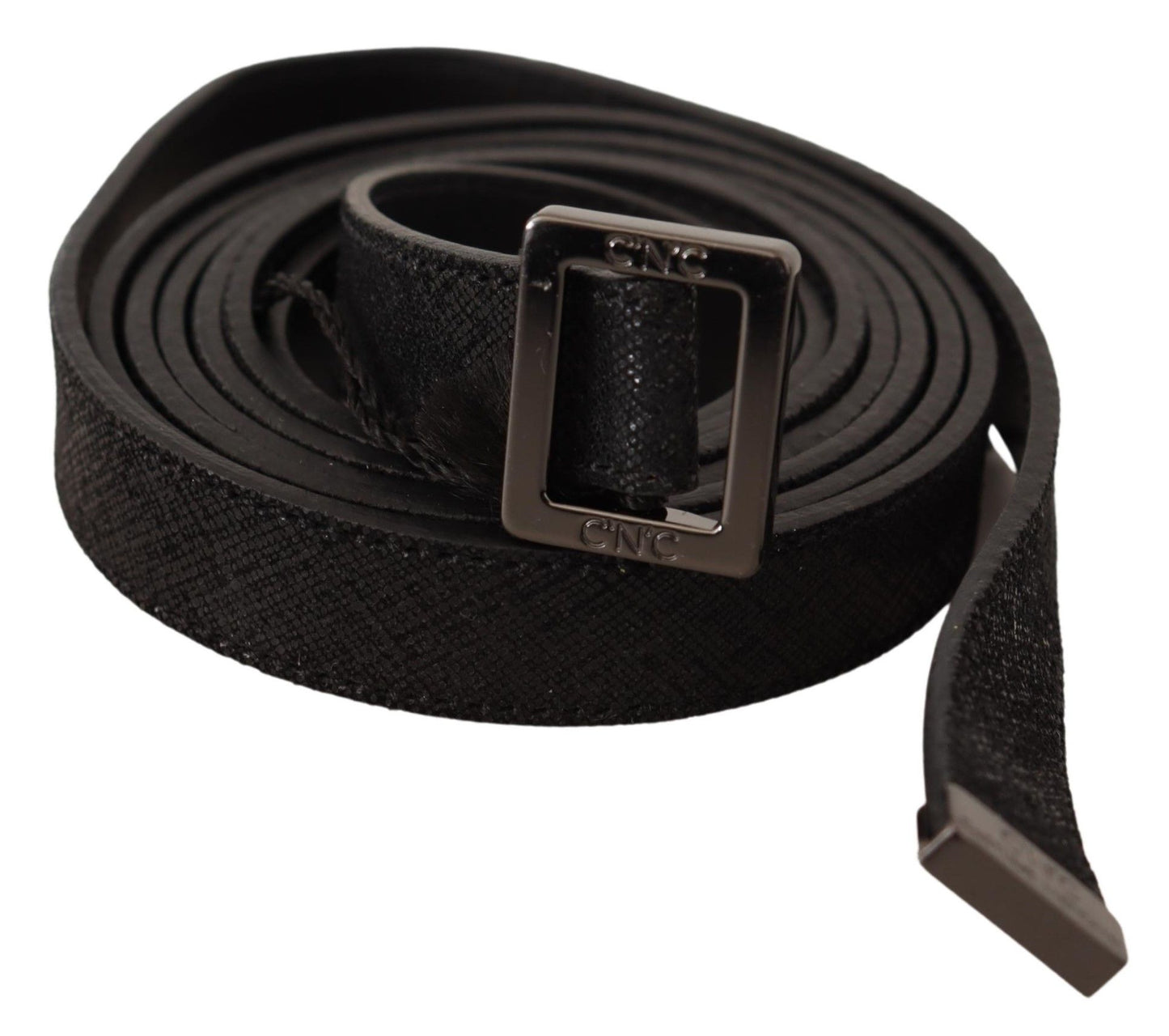 Costume National Chic Black Leather Fashion Belt s kovinsko zaponko