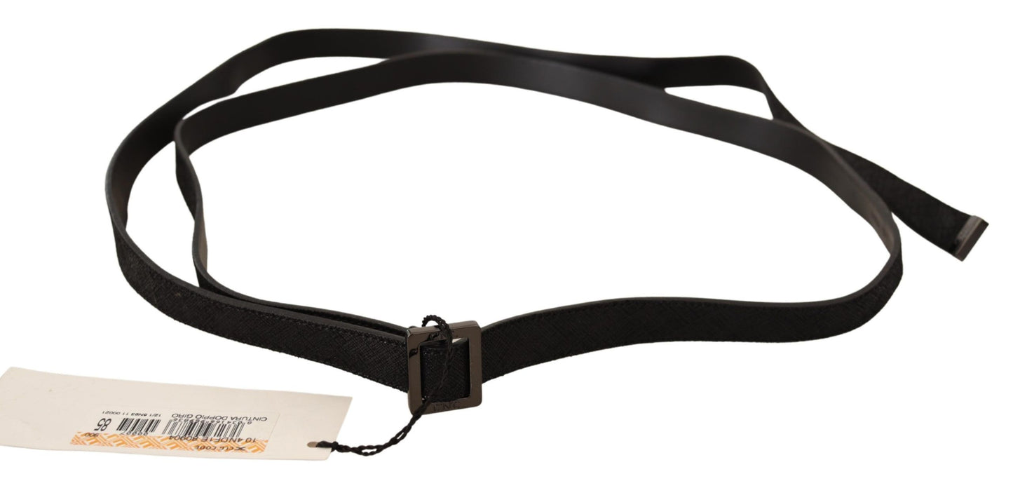Costume National Chic Black Leather Fashion Belt s kovinsko zaponko