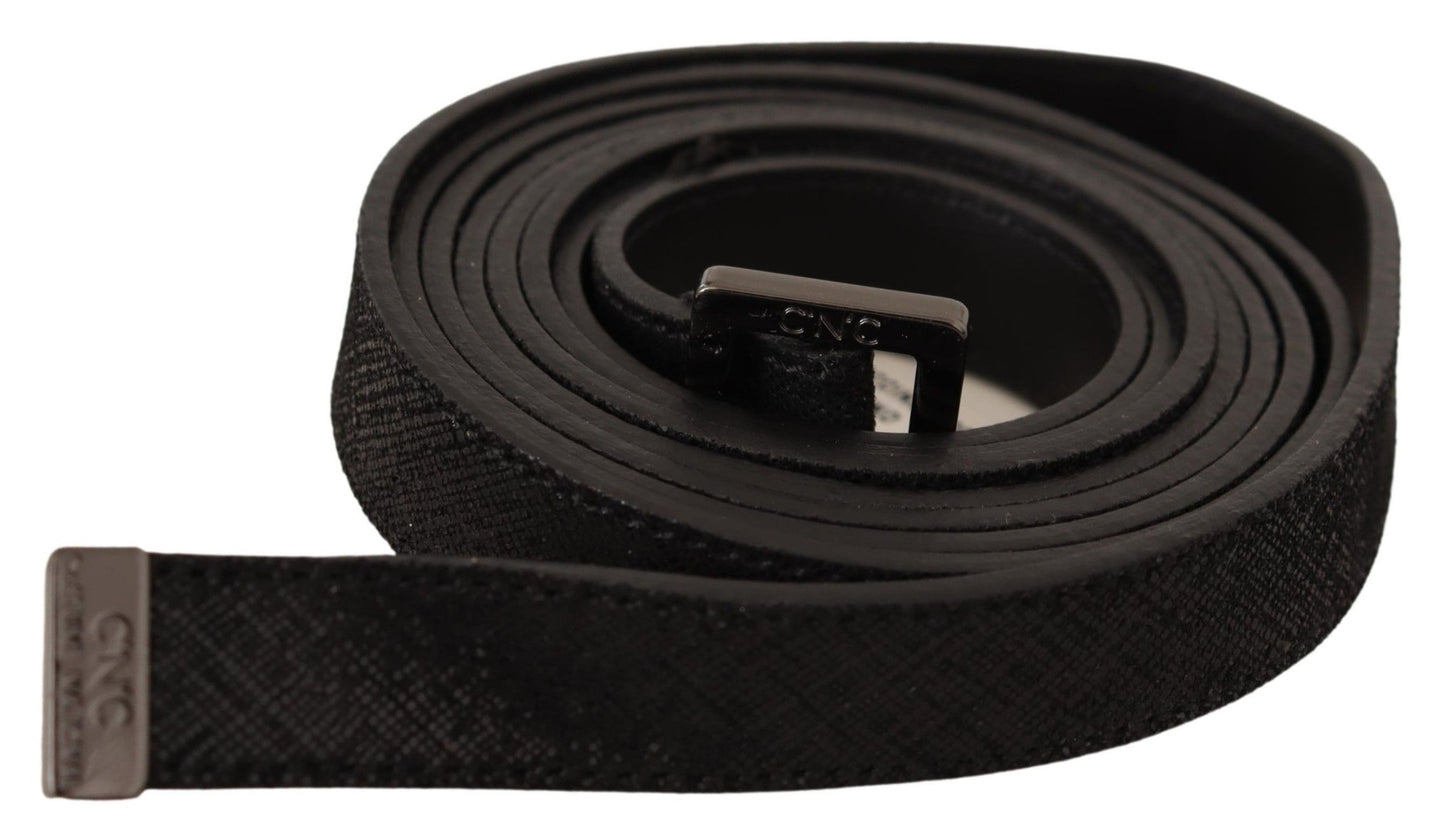 Costume National Chic Black Leather Fashion Belt s kovinsko zaponko