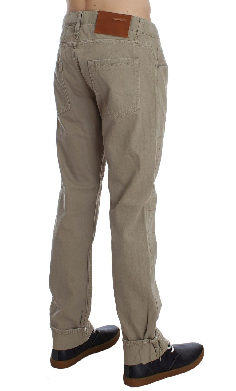 Acht Beige Straight Fit bombažne kavbojke za moške
