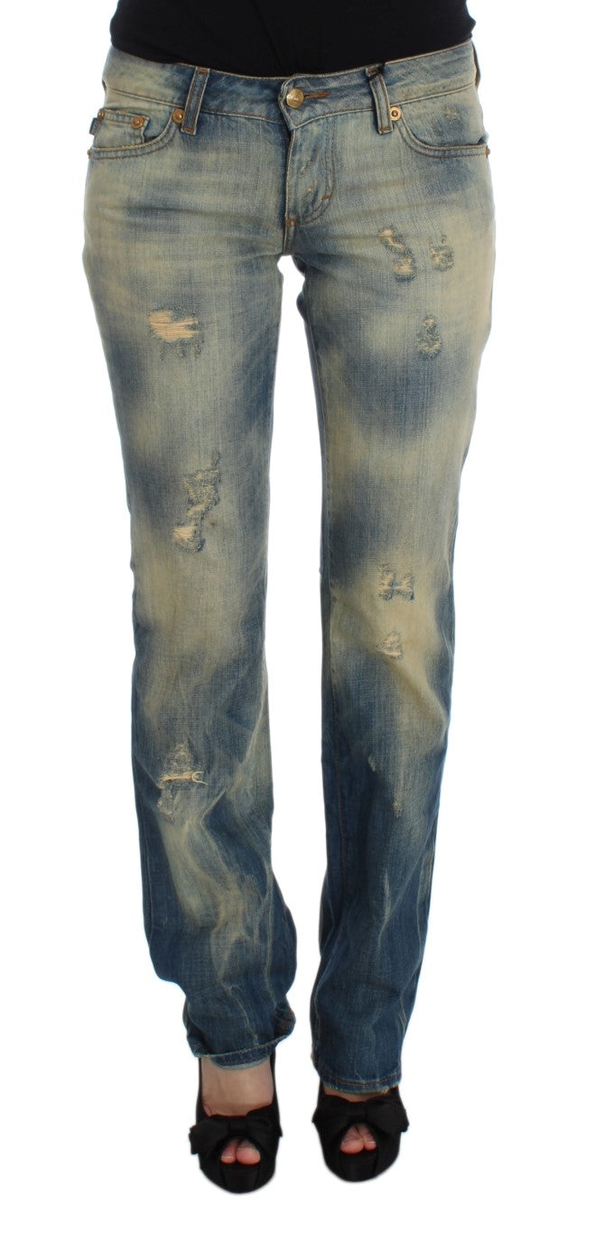 Cavalli Elegantne tanke kavbojke Bootcut Blue Jeans
