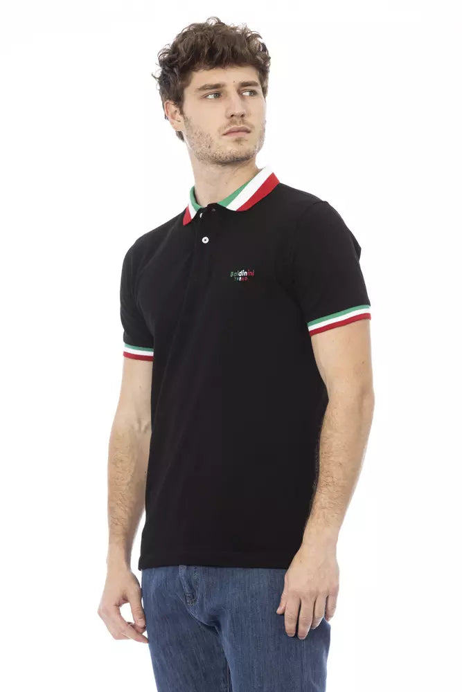 Baldinini Trend Črna bombažna moška polo majica