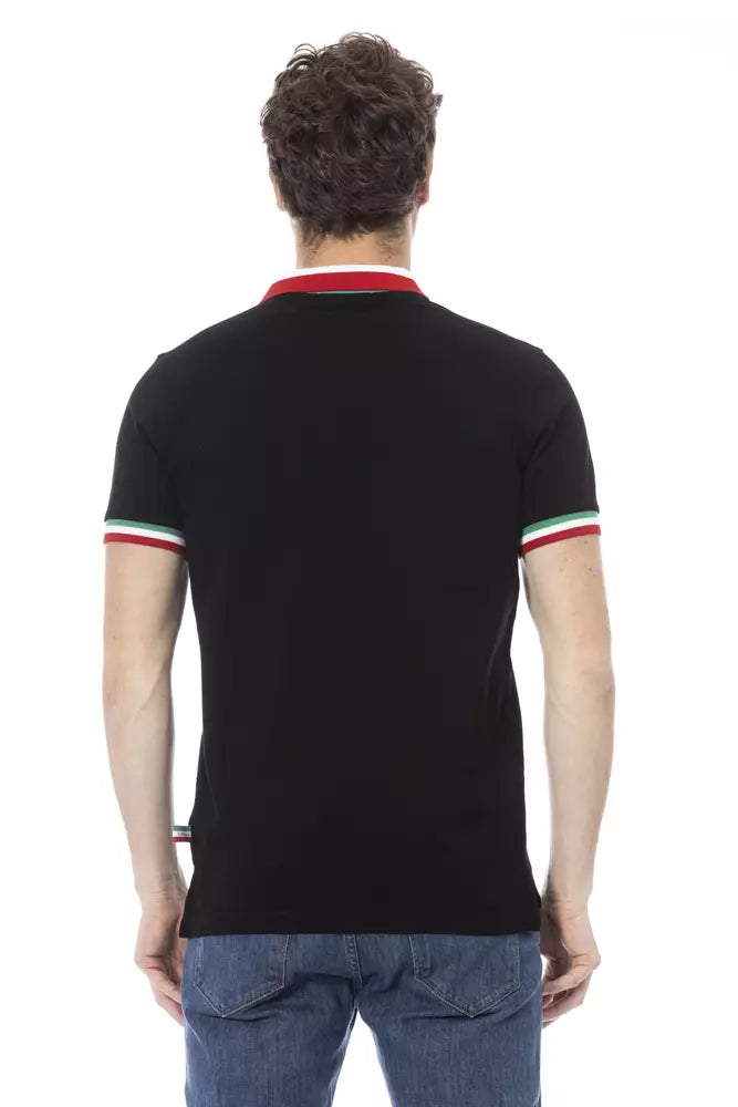 Baldinini Trend Črna bombažna moška polo majica