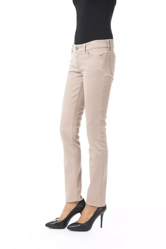 BYBLOS Beige Cotton Women Pant with Front and Back Pockets