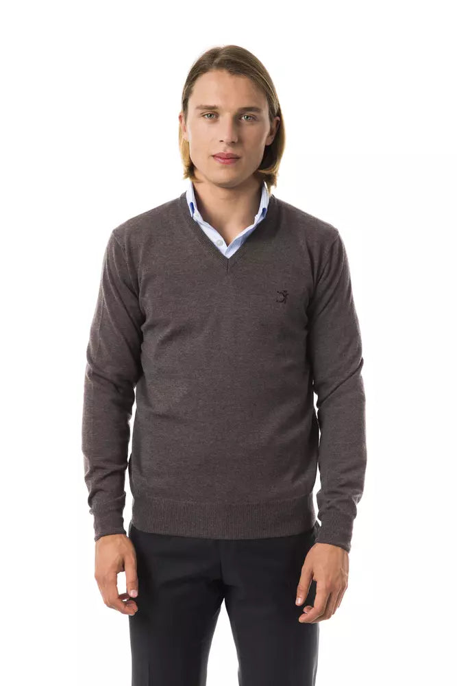 Uominitaliani Moški pulover iz sive merino volne