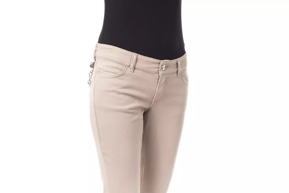 BYBLOS Beige Cotton Women Pant with Front and Back Pockets