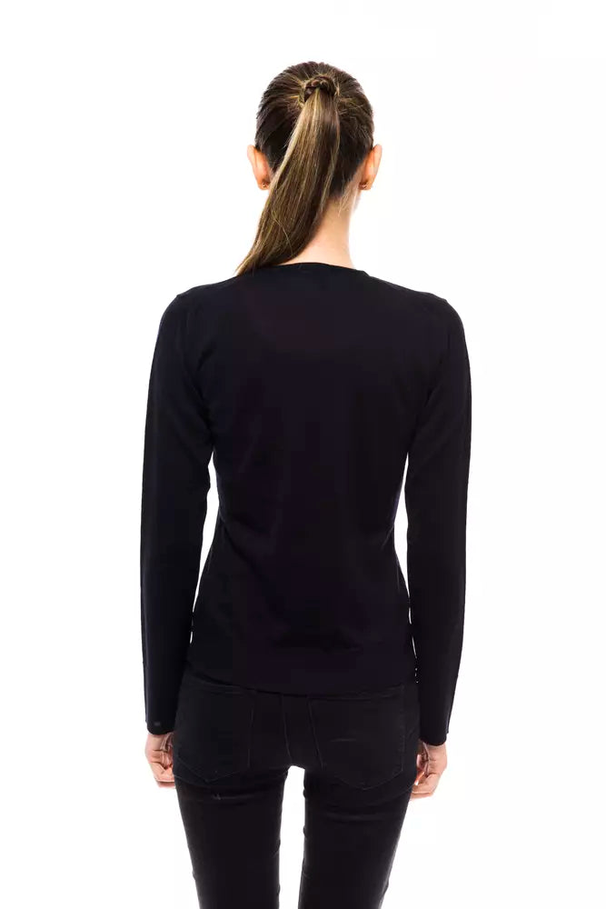 Ženski modri volneni pulover