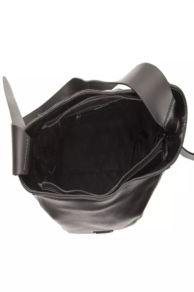 Črna usnjena ženska torba za čez ramo