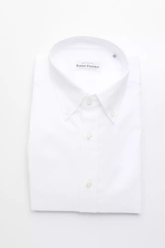 Robert Friedman White Cotton Men's Dress Shirt