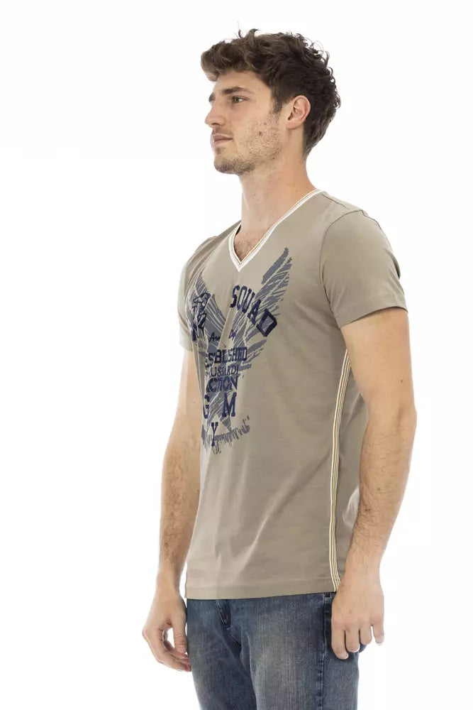 Trussardi Action Green Cotton Men V-Neck T-Shirt
