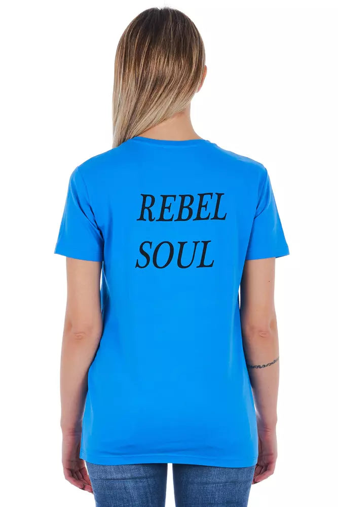 Frankie Morello Light Blue Cotton Women Top