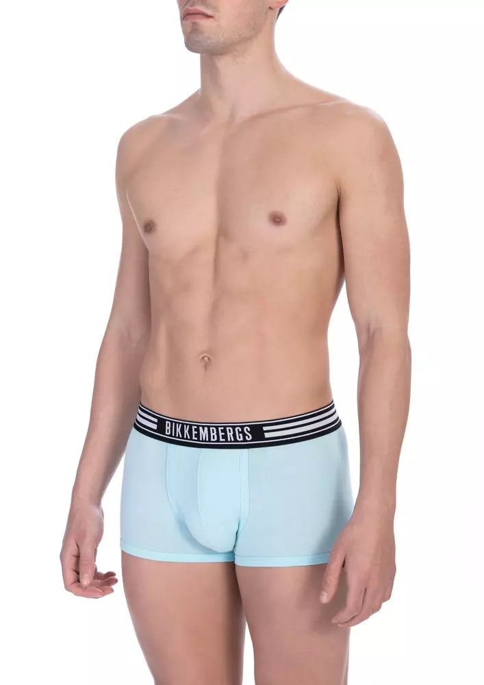 Bikkembergs Light Blue Cotton Men Trunk Boxer Pack