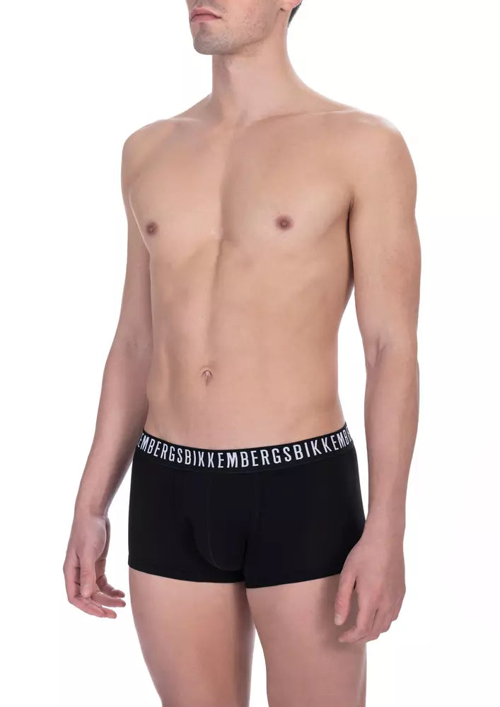 Bikkembergs Black Cotton Men Trunk Underwear Twin Pack