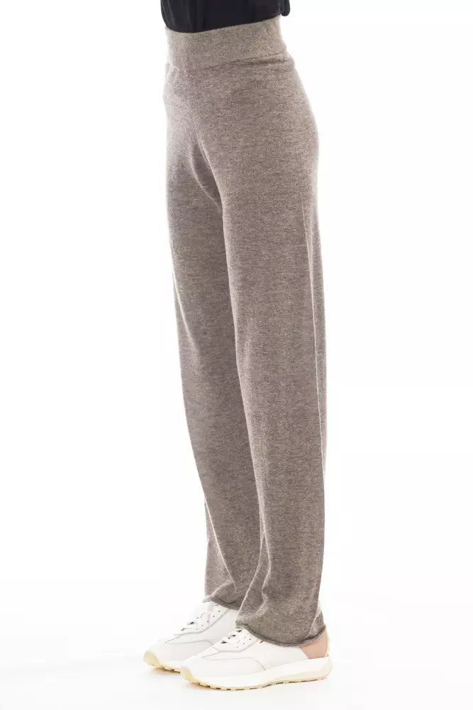 Alpha Studio Brown Wool Women's Pant