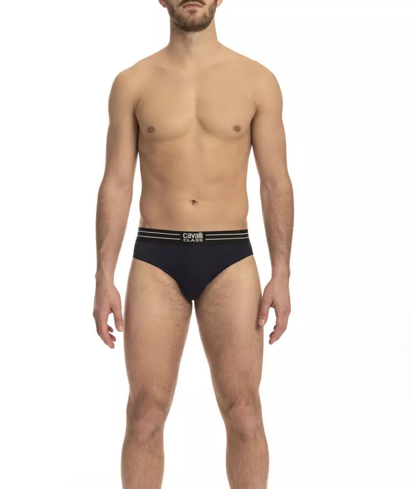 Cavalli Class Blue Cotton Men Underwear Three-Pack