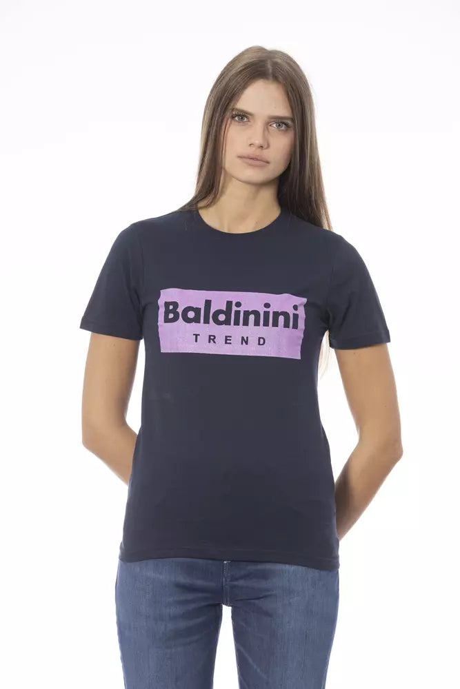 Baldinini Trend Modra bombažna ženska majica