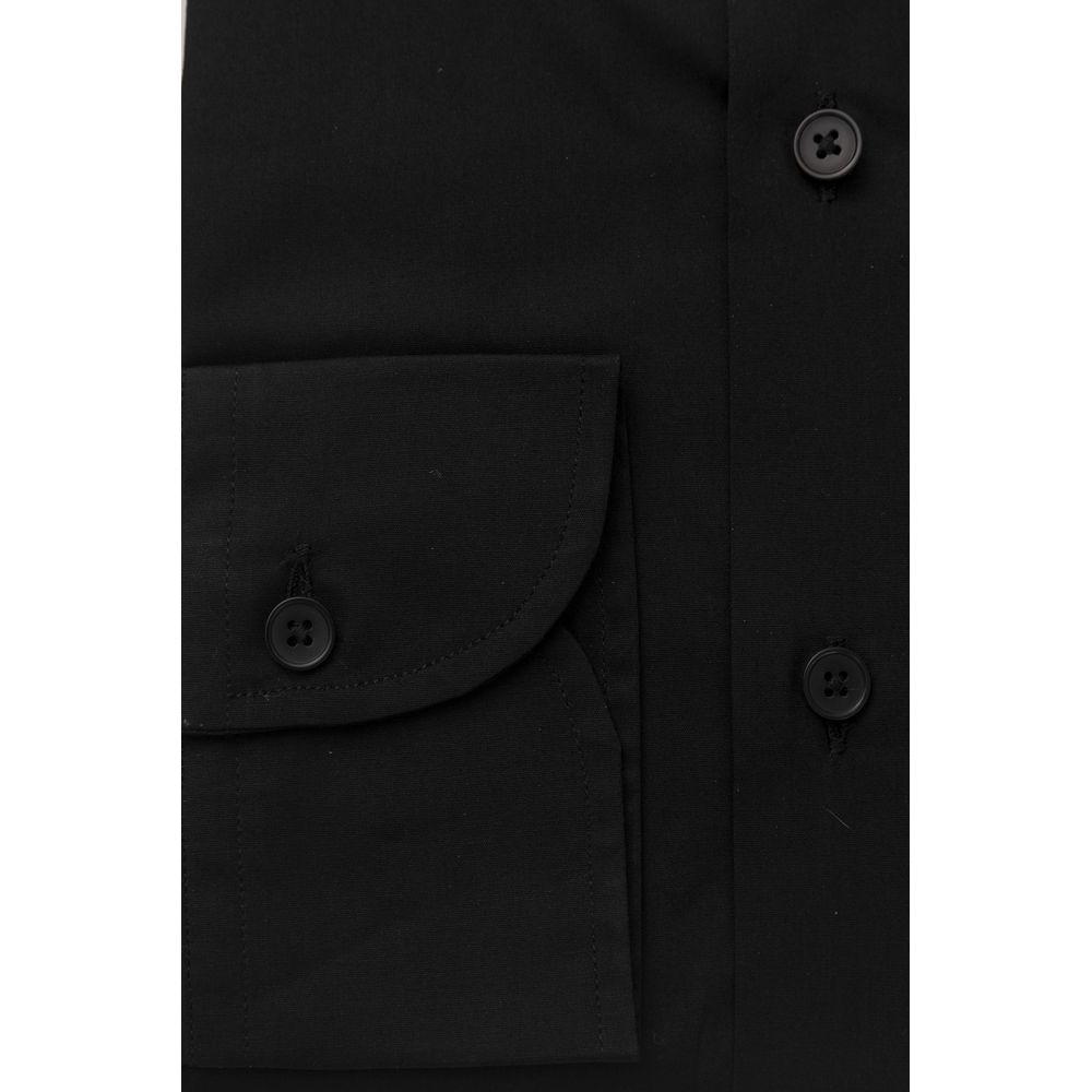 Bagutta "Black Cotton Men Shirt with French Collar"