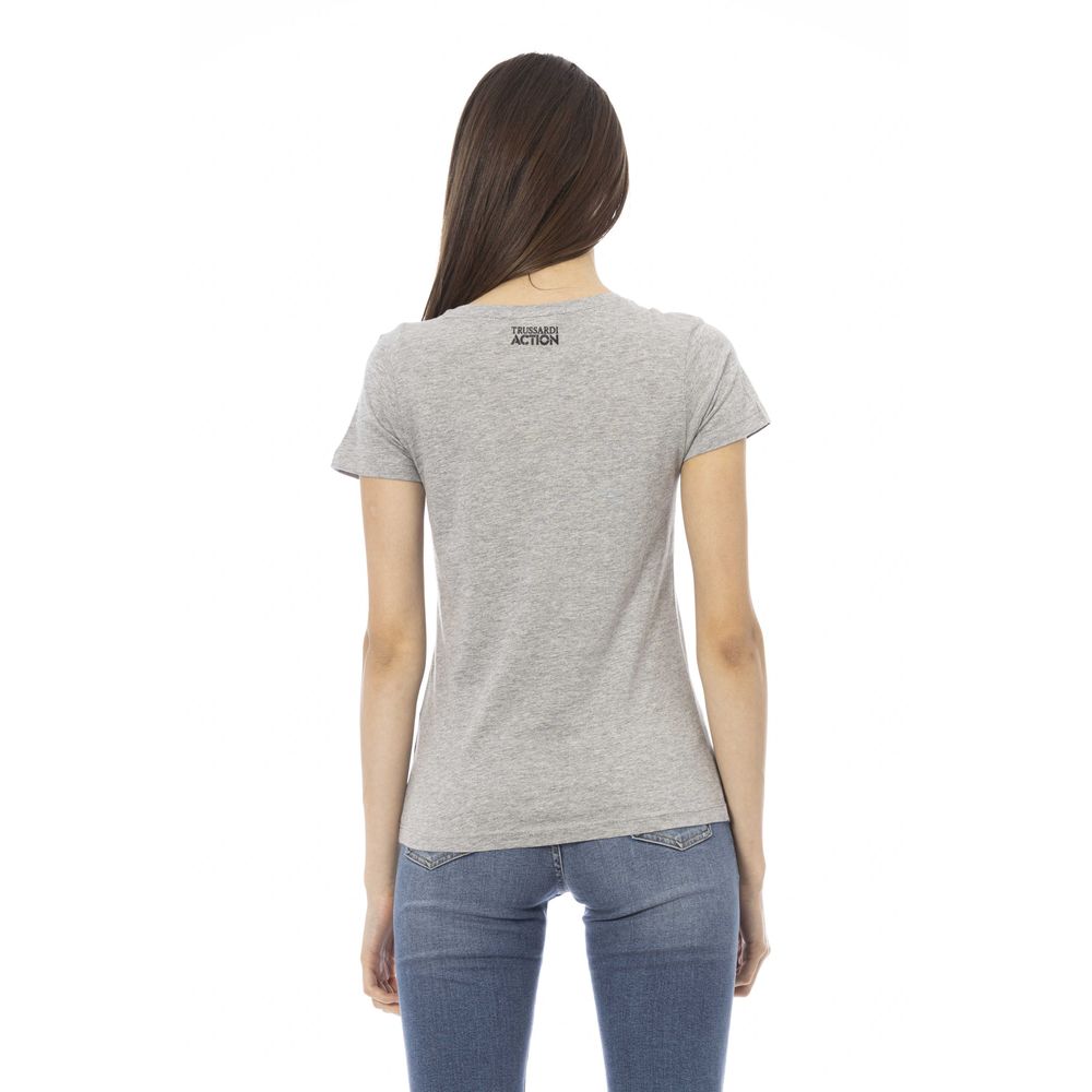 Trussardi Action Gray Cotton Women V-Neck Top