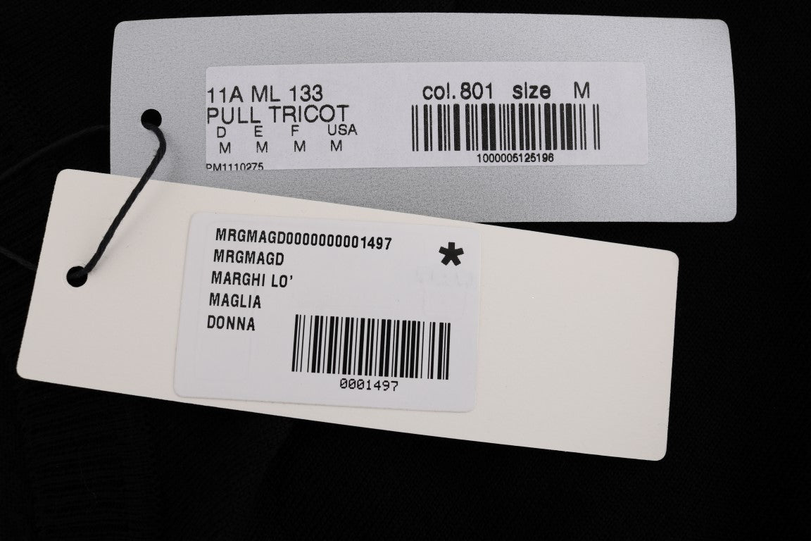 MARGHI LO' Elegantna črna majica iz volne Lana