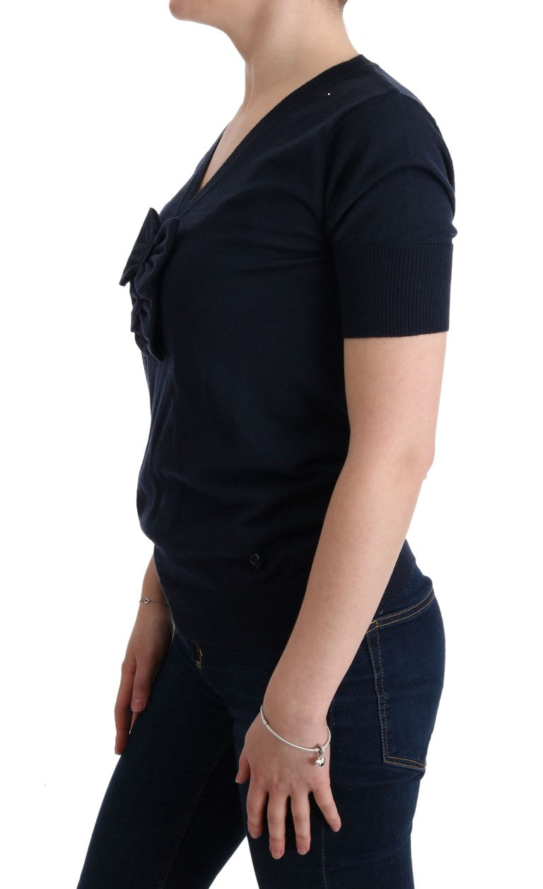 MARGHI LO' Elegantni modri volneni top - Elegantna vsakdanja eleganca
