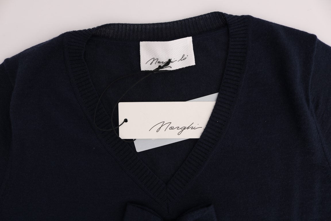 MARGHI LO' Elegantni modri volneni top - Elegantna vsakdanja eleganca