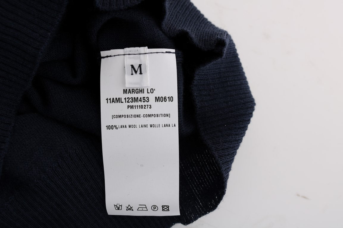 MARGHI LO' Elegantni modri volneni top - Elegantna vsakdanja eleganca