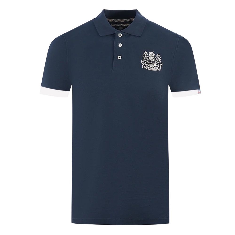 Aquascutum Elegantni bombažni polo s kontrastnim logotipom