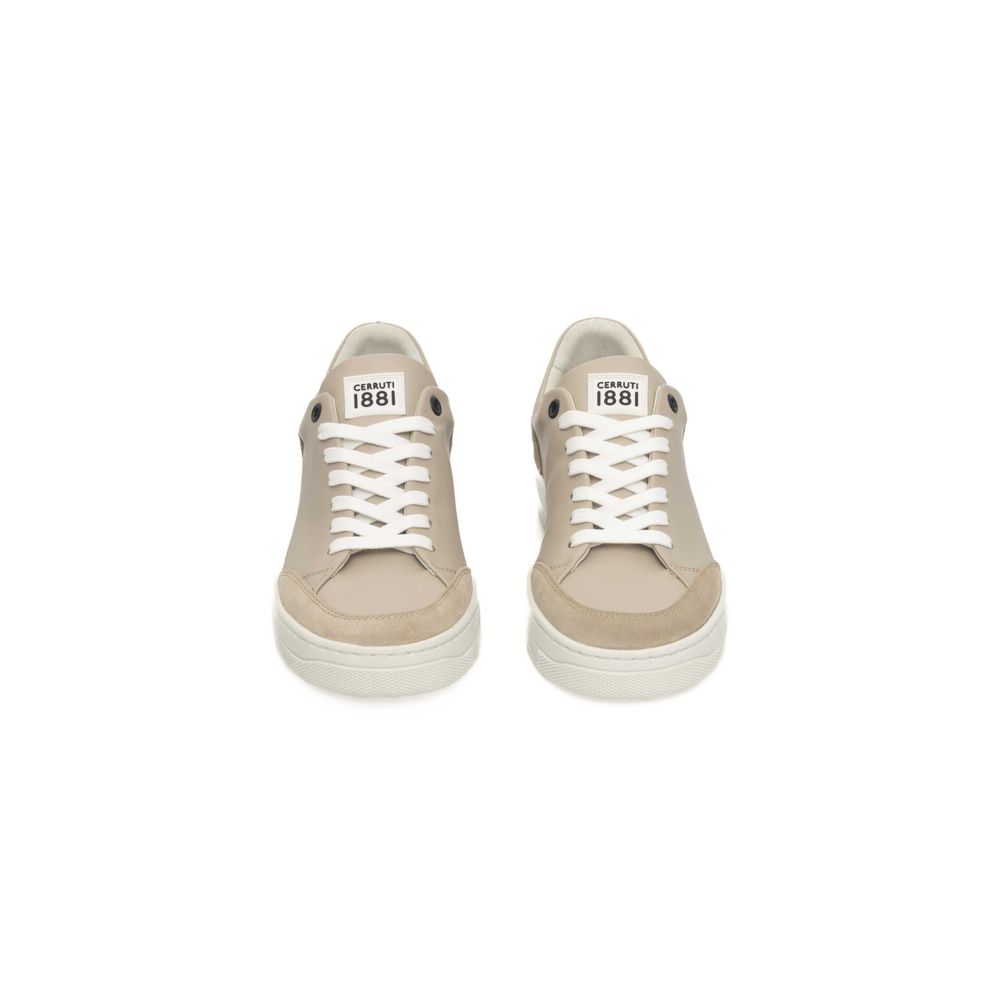 Cerruti 1881 Beige Leather Women Platform Sneaker