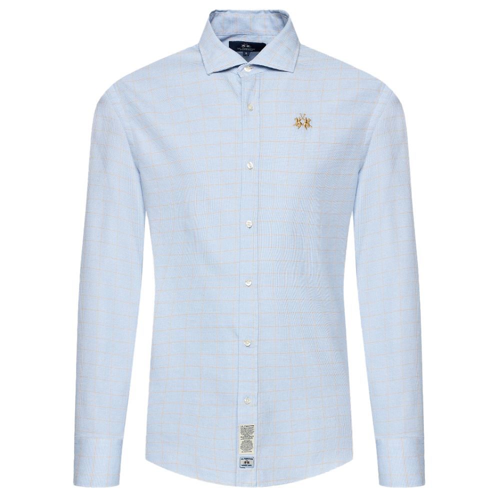 La Martina Light Blue Cotton Men Shirt