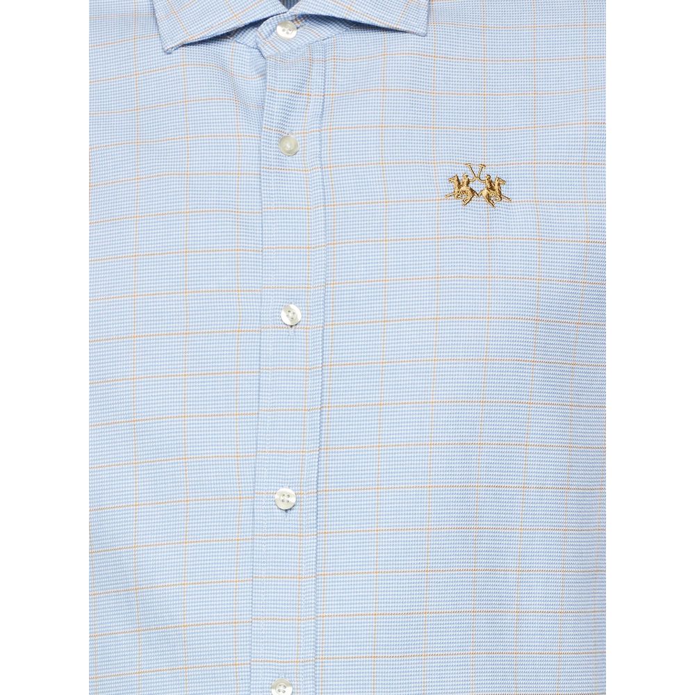 La Martina Light Blue Cotton Men Shirt