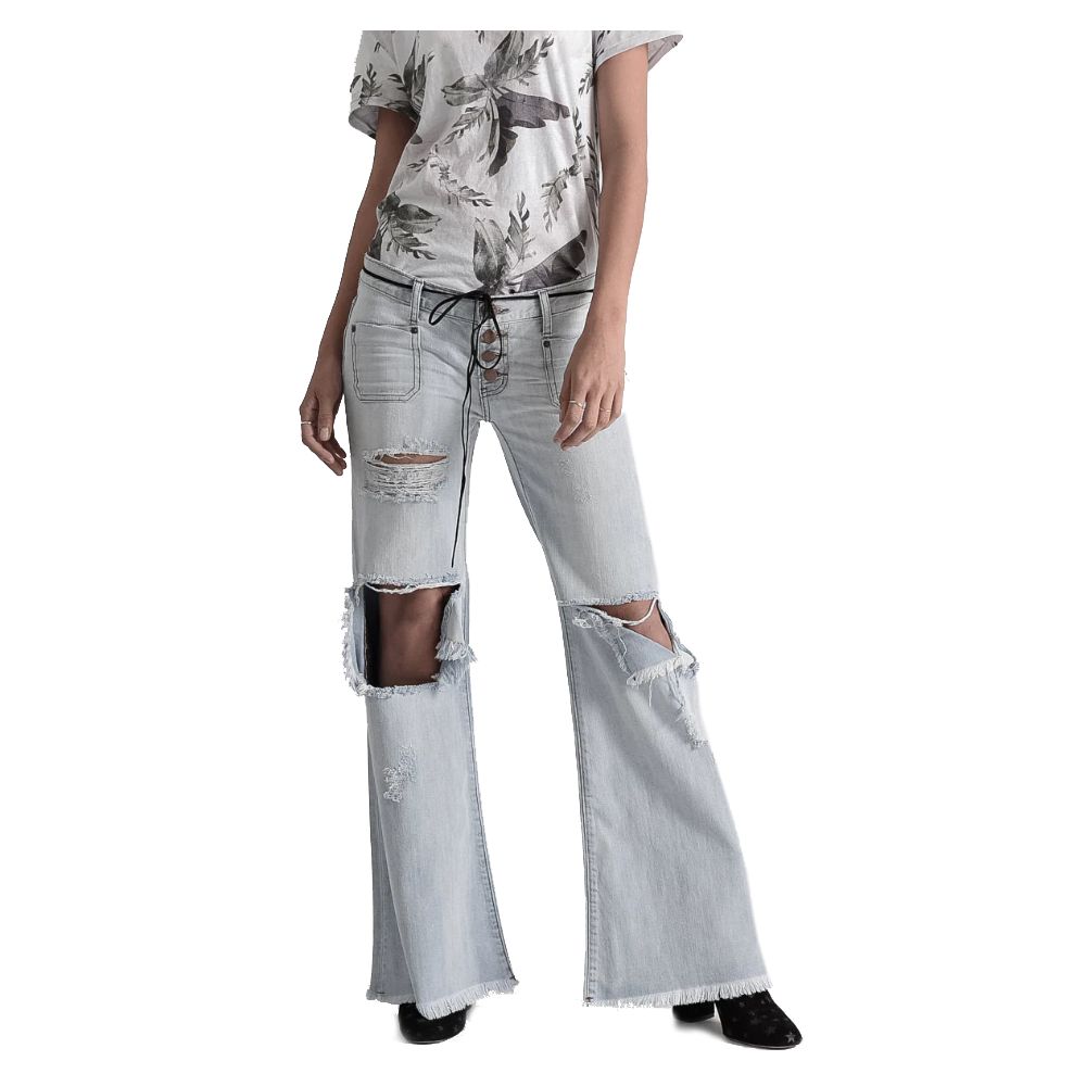 One Teaspoon Blue Cotton Women's Flared Jean