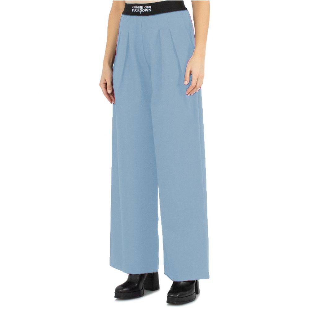 Comme Des Fuckdown Light Blue Polyester Women Palazzo Pants