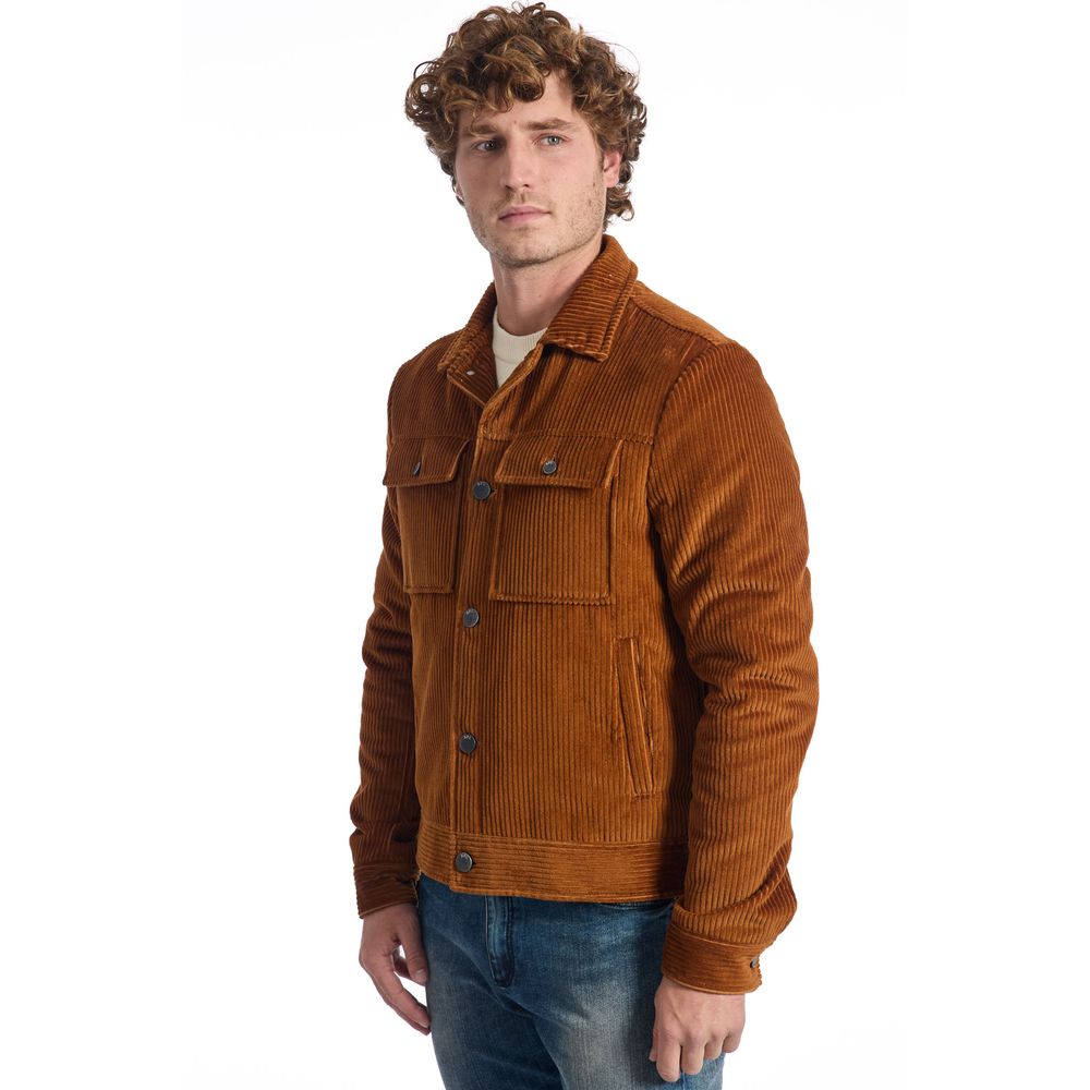 Roberto Pepe Luxury Brown Cotton Men's Jacket