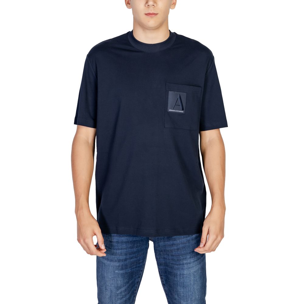 Armani Exchange Modra bombažna majica