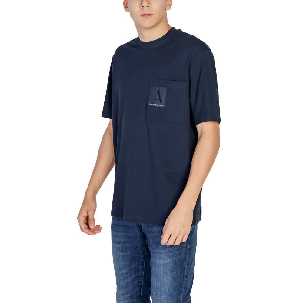 Armani Exchange Modra bombažna majica