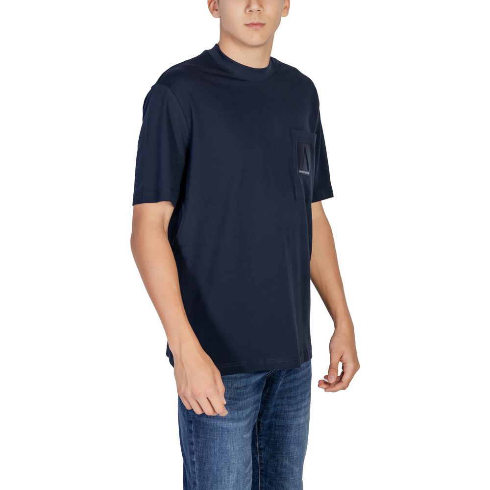 Armani Exchange Modra bombažna majica