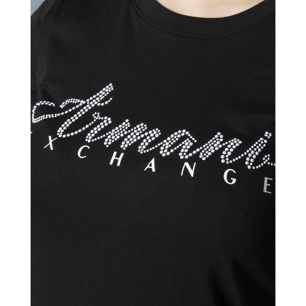 Armani Exchange Črna bombažna majica