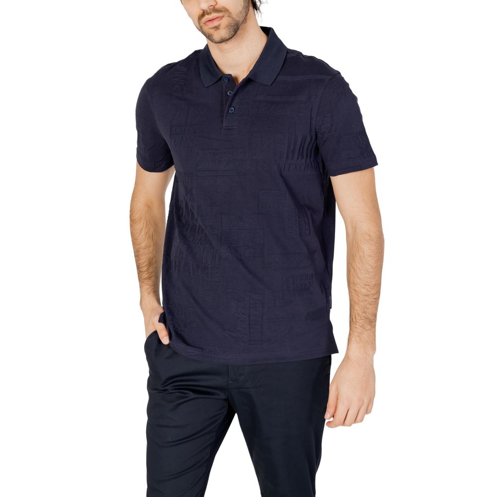 Armani Exchange Modra bombažna polo majica