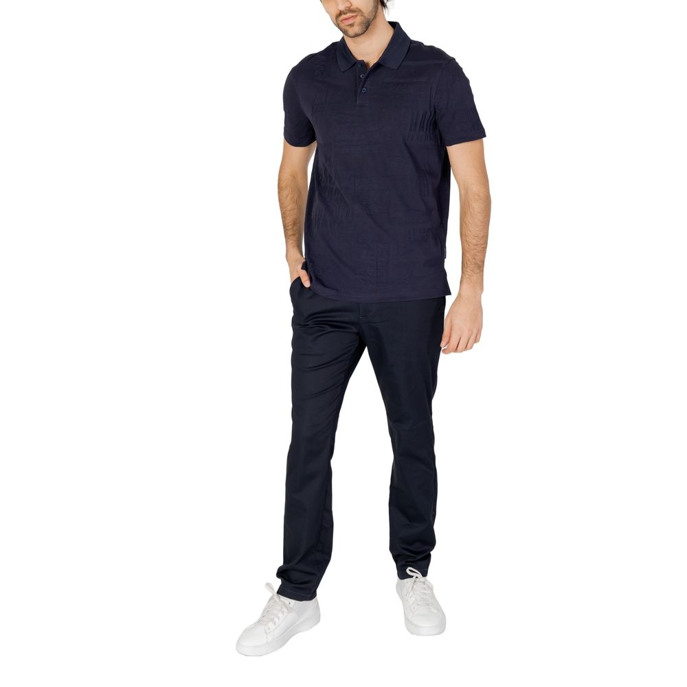 Armani Exchange Modra bombažna polo majica