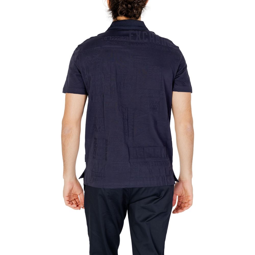 Armani Exchange Modra bombažna polo majica