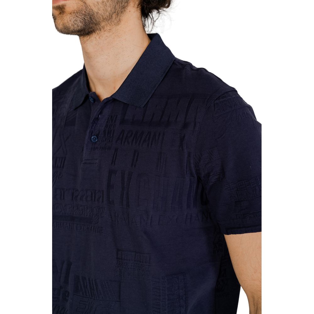 Armani Exchange Modra bombažna polo majica