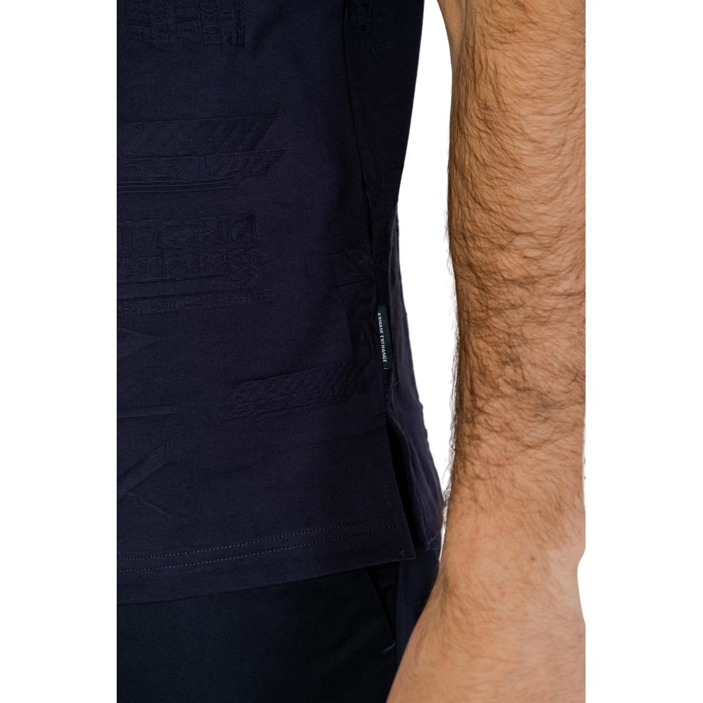 Armani Exchange Modra bombažna polo majica