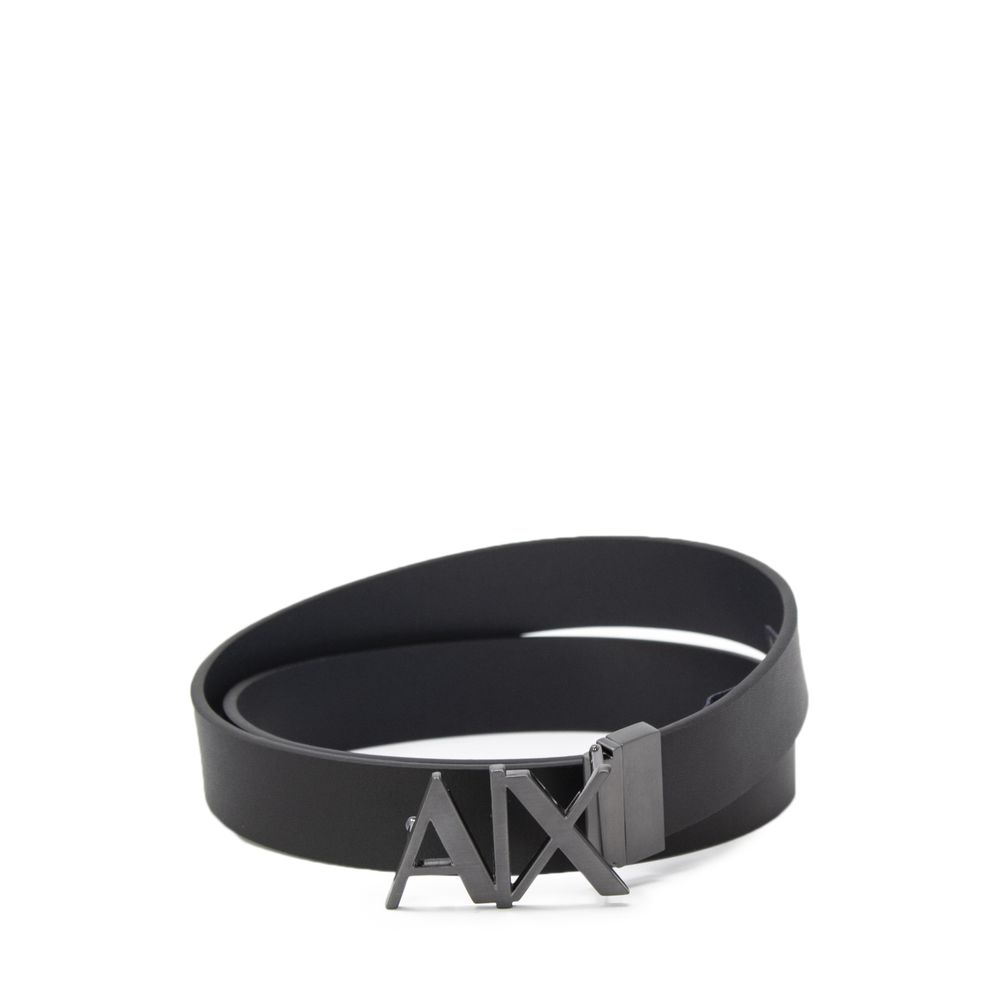Armani Exchange Črni usnjeni pas