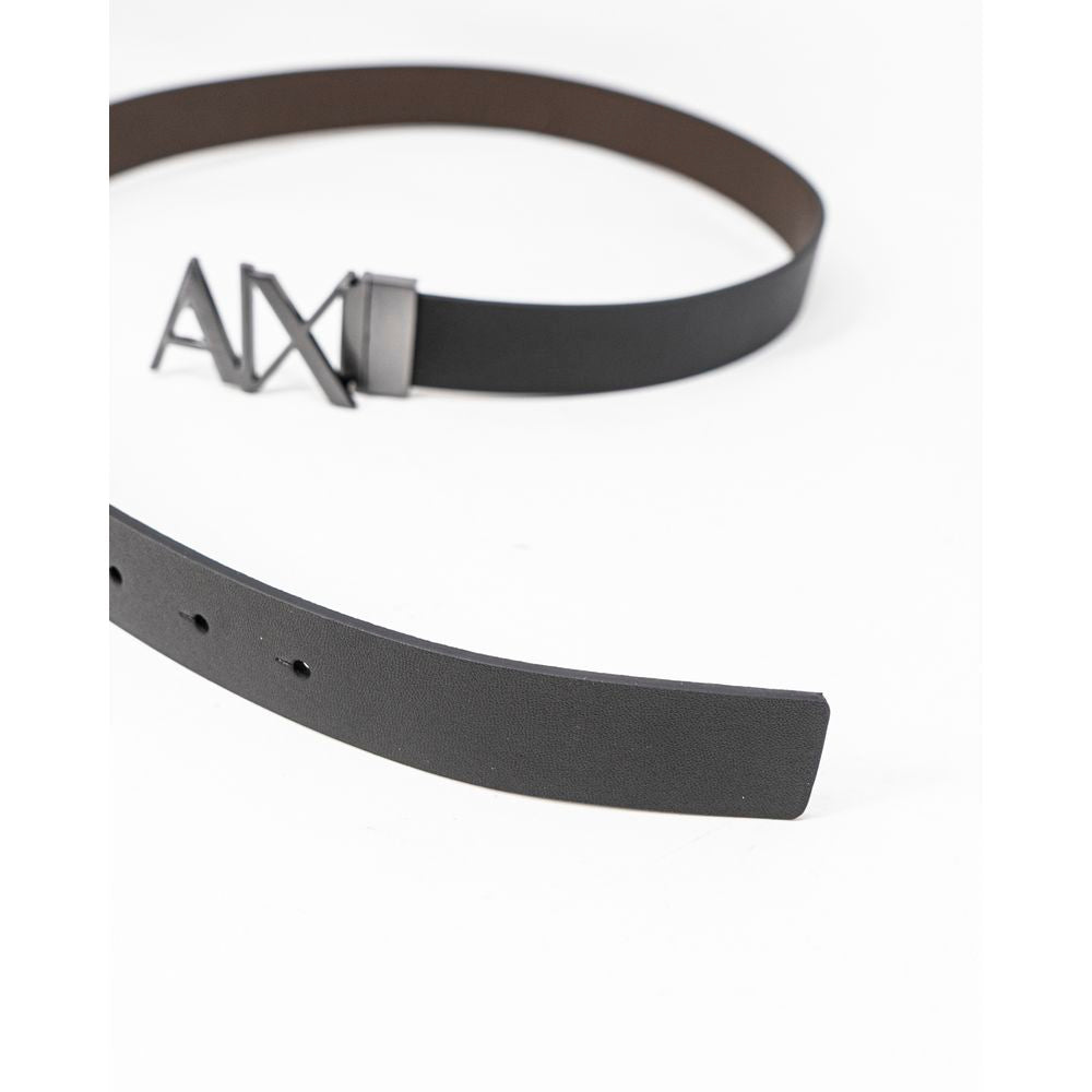 Armani Exchange Črni usnjeni pas